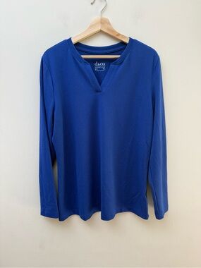 d&co. Royal Blue Long-Sleeve Notch Neck Tee